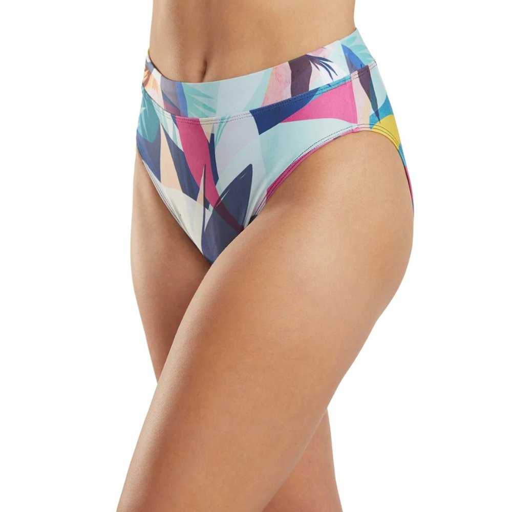 Next Women's High Waist High Leg Bikini Bottom Swimwear Jungle Block Large